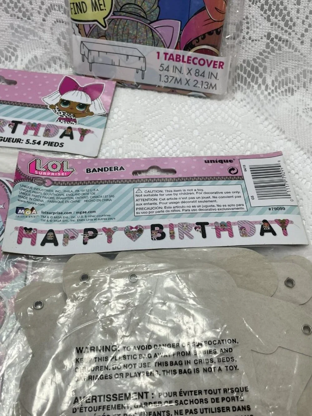 LOL Surprise Dolls Happy Birthday Letter Banner And Table Cover For Girls Party